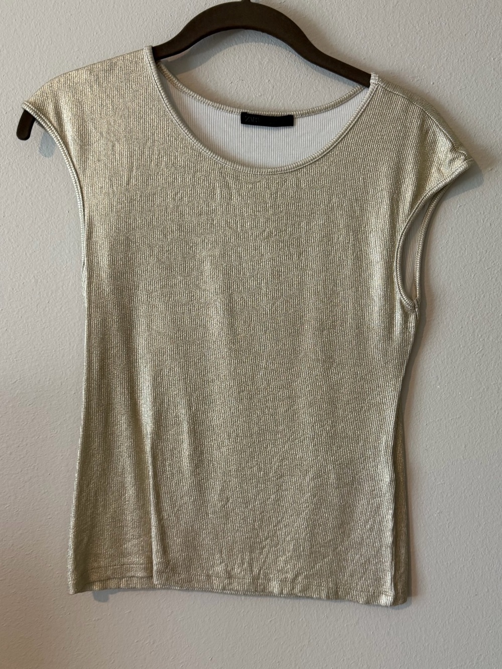 ZARA Gold Metallic Shimmer Blouse (M)